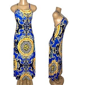NWT Blue Maxi Beach Dress for Women Size S Spaghetti strap backless long dress